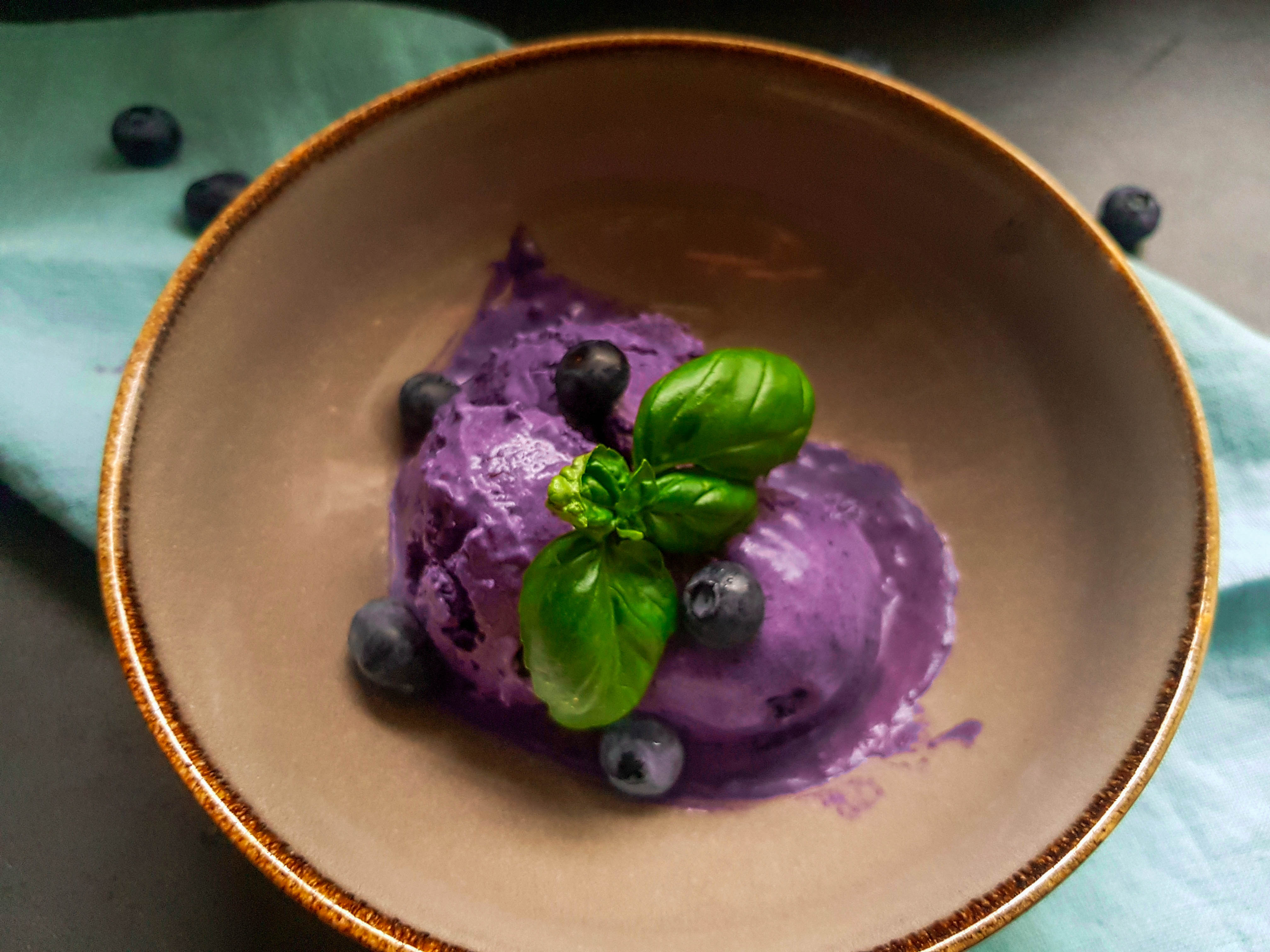 blueberry basil coconut  ice cream